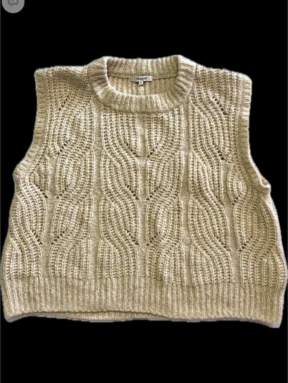 NWOT Madewell Cable-Knit V-Neck Sweater Vest Sweater Vest in Beige Size XL